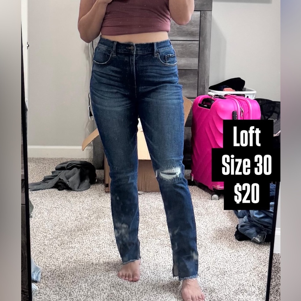 LOFT Blue Straight Leg Jeans Medium Wash
